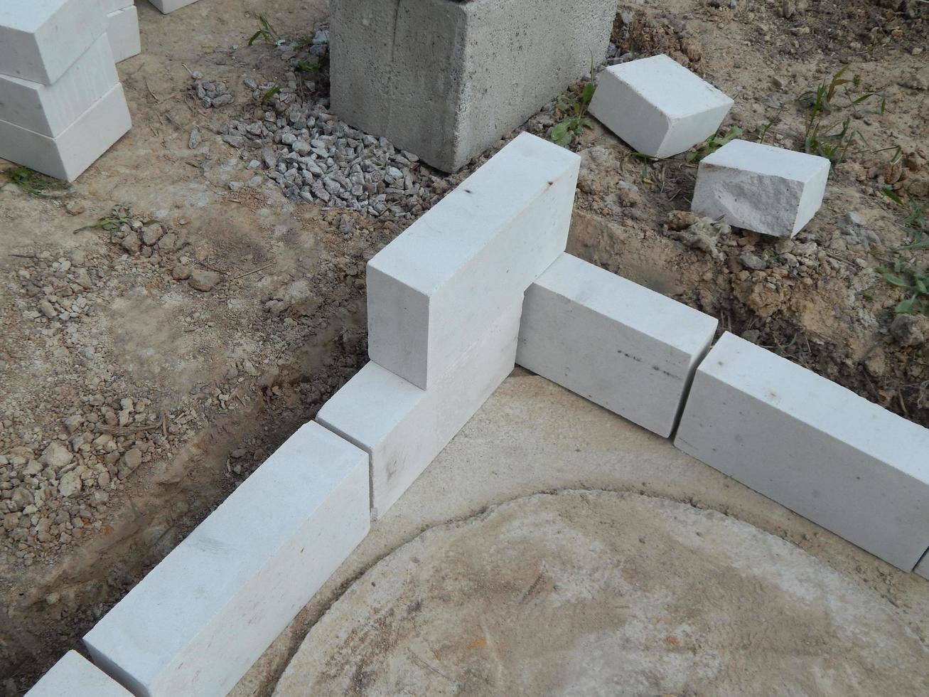 Building bricks, stone materials for work photo