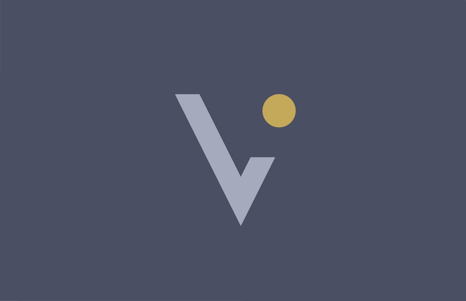 v letra logo amarillo azul alfabeto diseño de icono para empresa y negocio vector