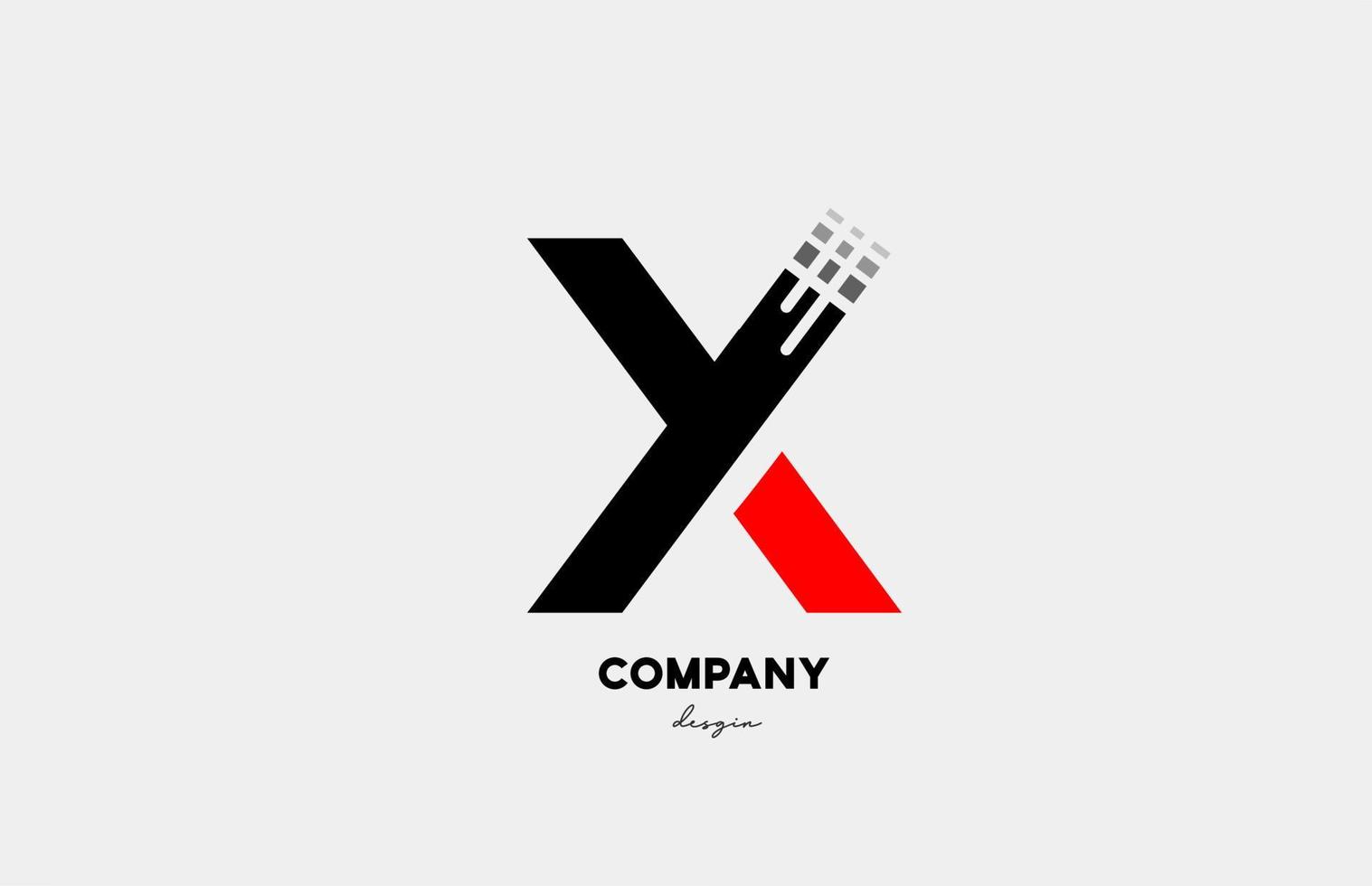 Diseño de icono de logotipo de letra del alfabeto x rojo negro para negocios y empresa vector