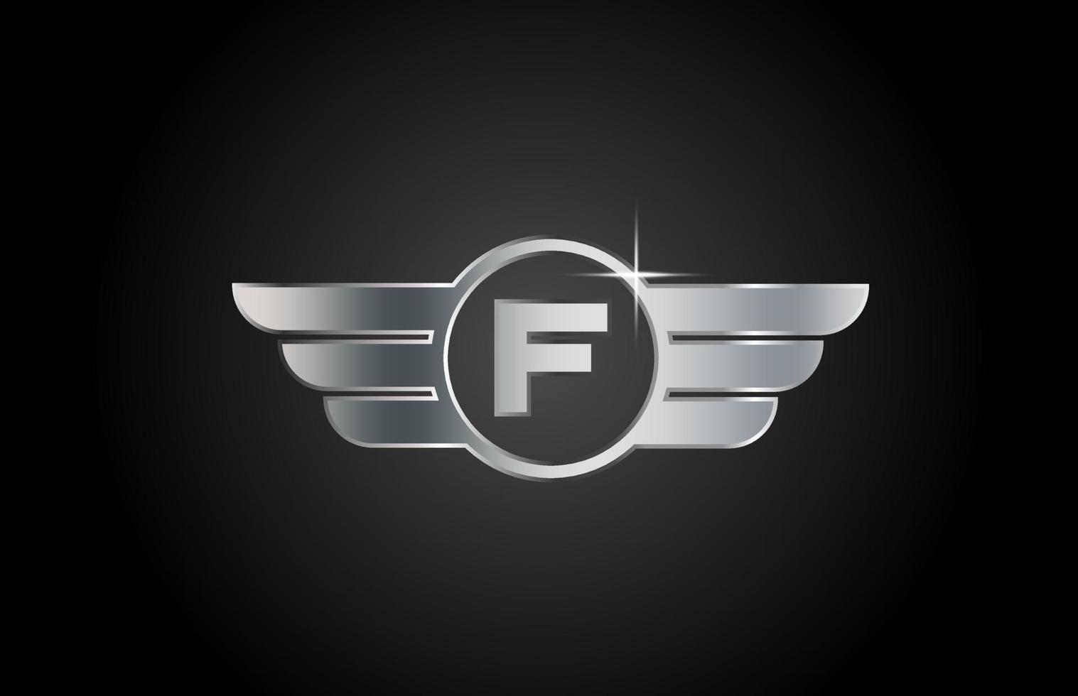 F icono de logotipo de letra del alfabeto para negocios y empresa con diseño de alas vector