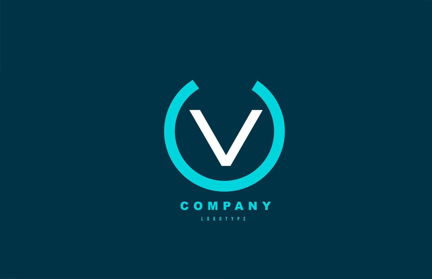 V white and blue letter logo alphabet icon design for company and business vector