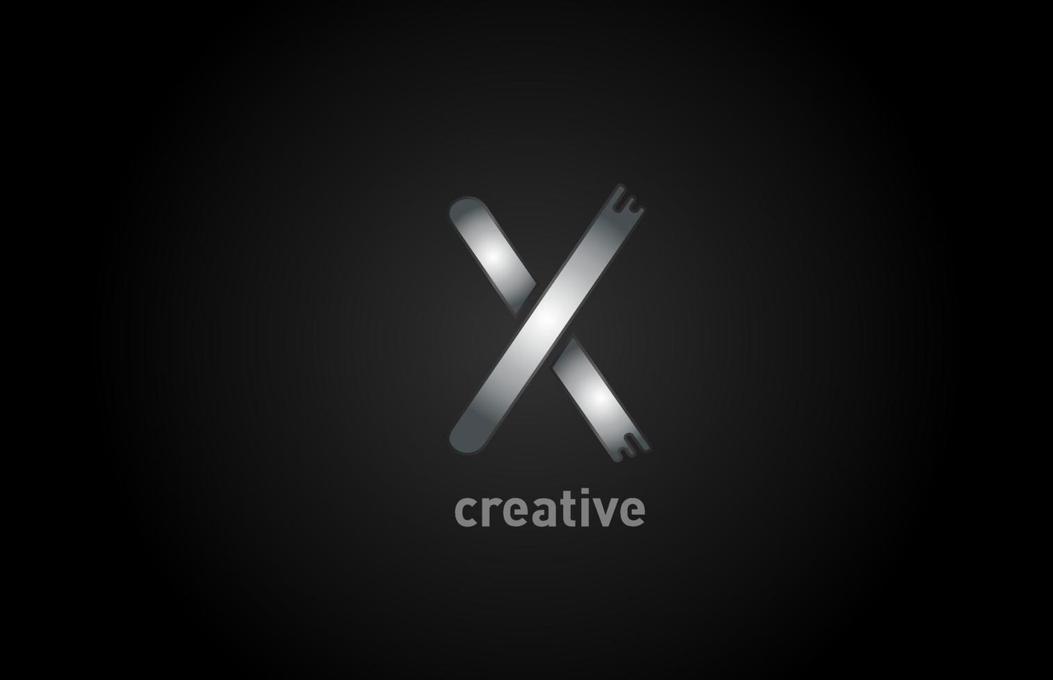X metal plata alfabeto letra icono de diseño de logotipo para empresa y negocio vector