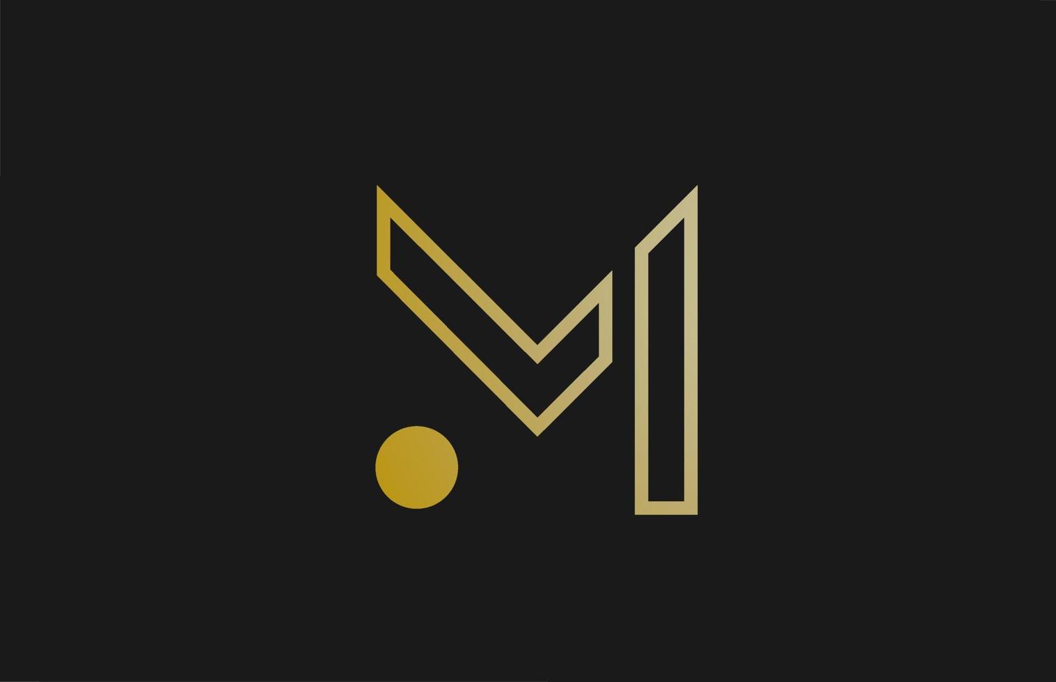 Oro dorado línea m letra del alfabeto diseño de logotipo con icono de círculo para empresa y negocio vector