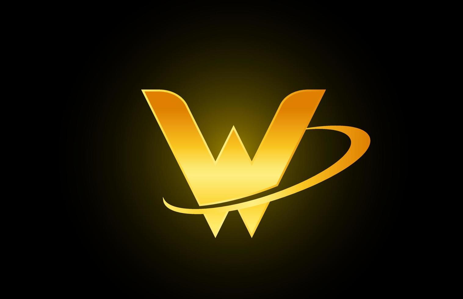 w alfabeto letra logo icono para negocios y empresa con diseño dorado vector