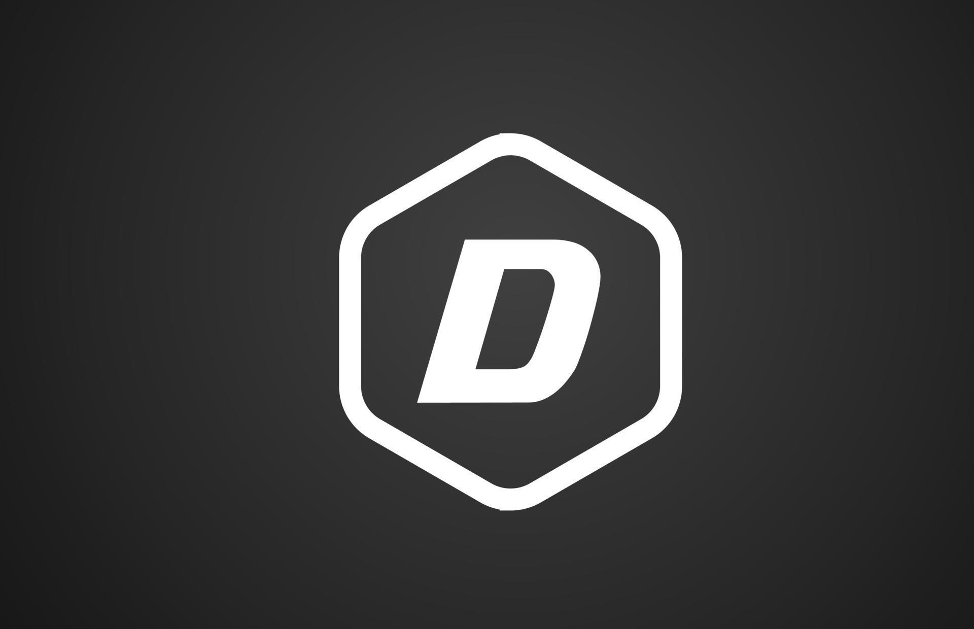 D black and white alphabet letter logo icon design with rhombus for