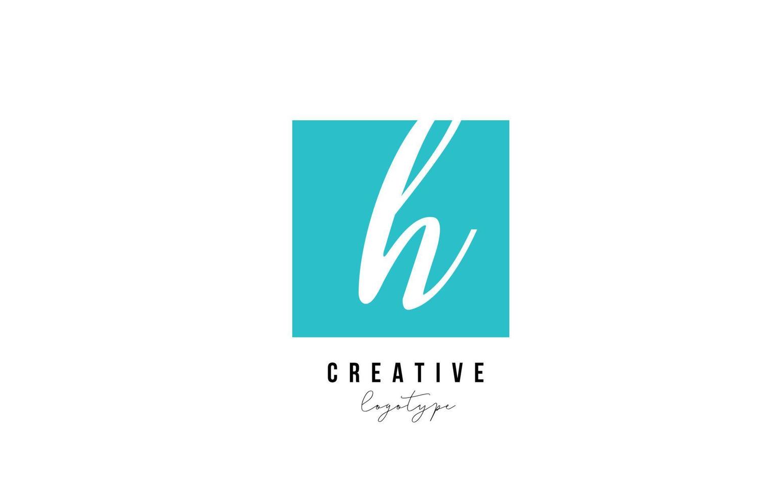 blue H square alphabet letter logo icon design for company and business