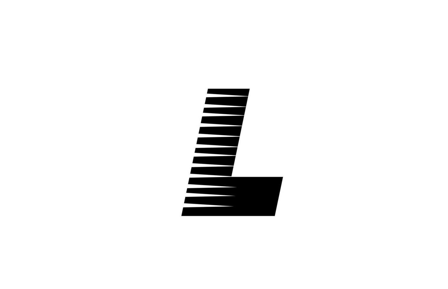 línea rayas l alfabeto letra logo icono para negocios y empresa. Diseño simple de letras en blanco y negro para identidad. vector