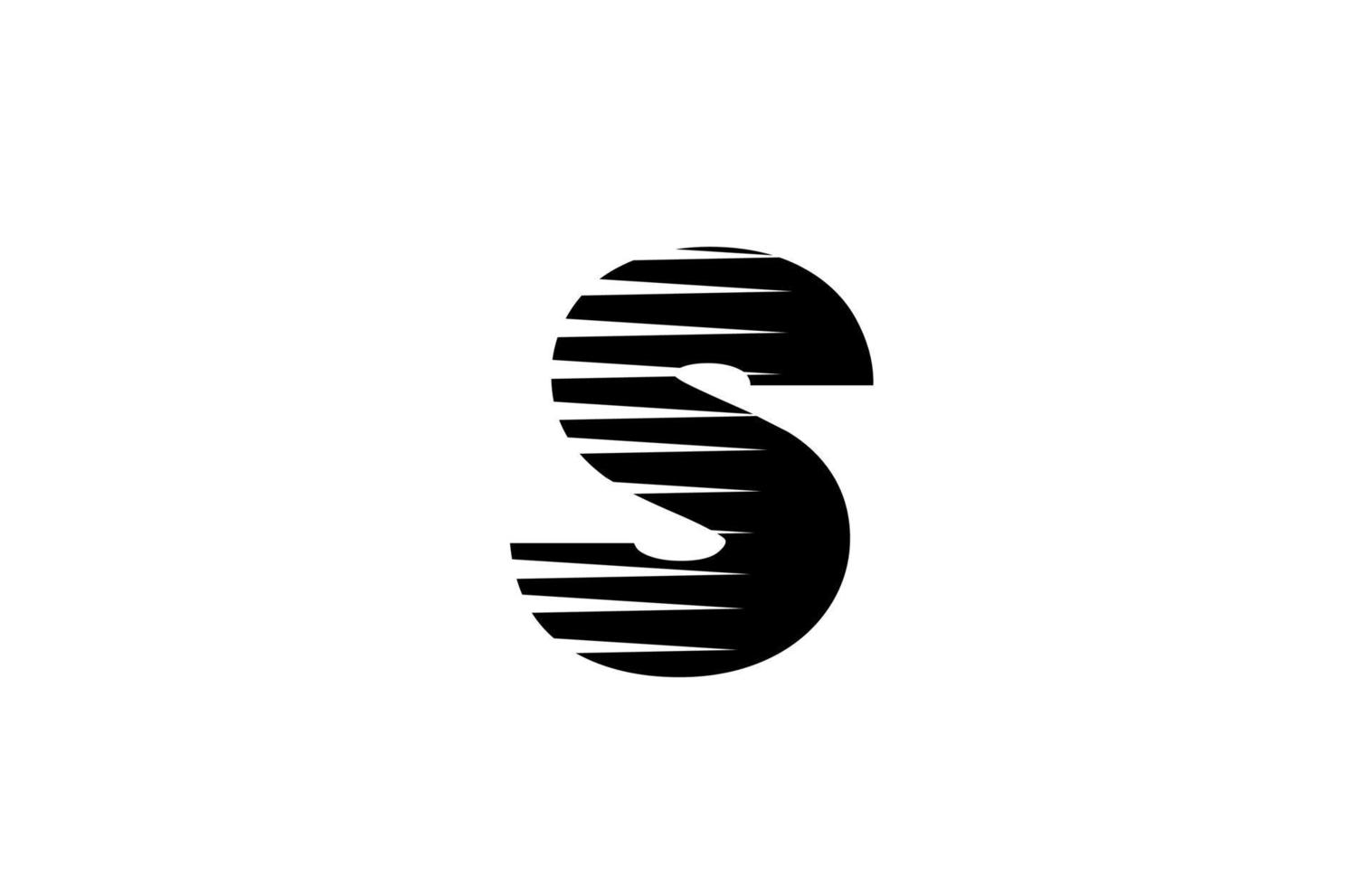 línea rayas s alfabeto letra logo icono para negocios y empresa. Diseño simple de letras en blanco y negro para identidad. vector