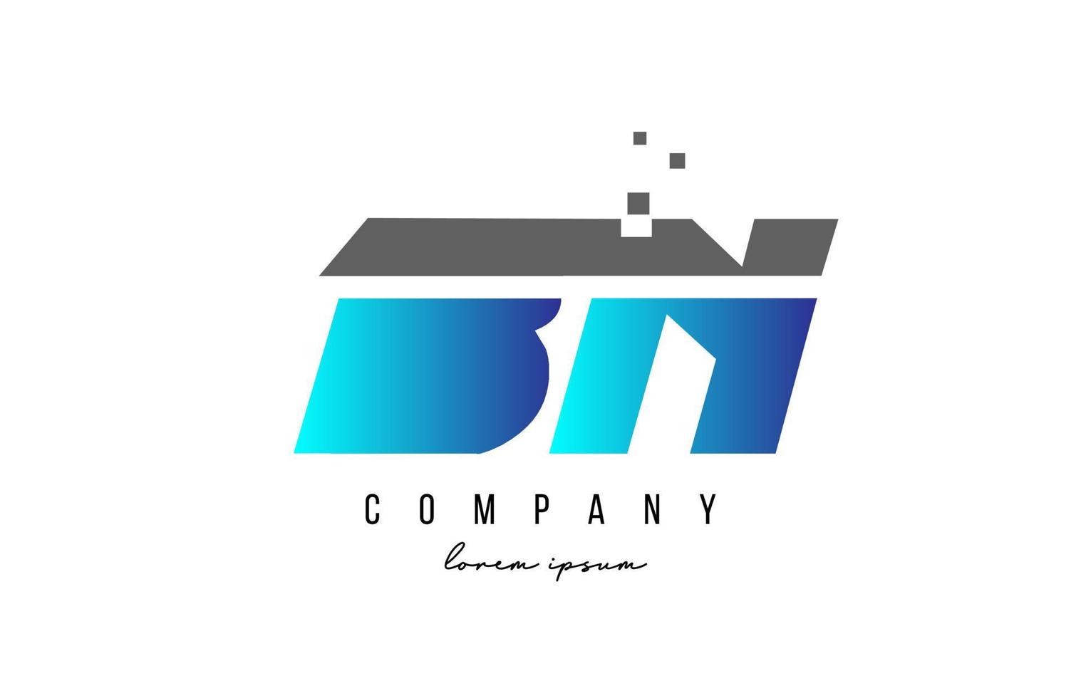 bn bn combinación de logotipo de letra del alfabeto en color azul y gris. Diseño de icono creativo para empresa y negocio. vector