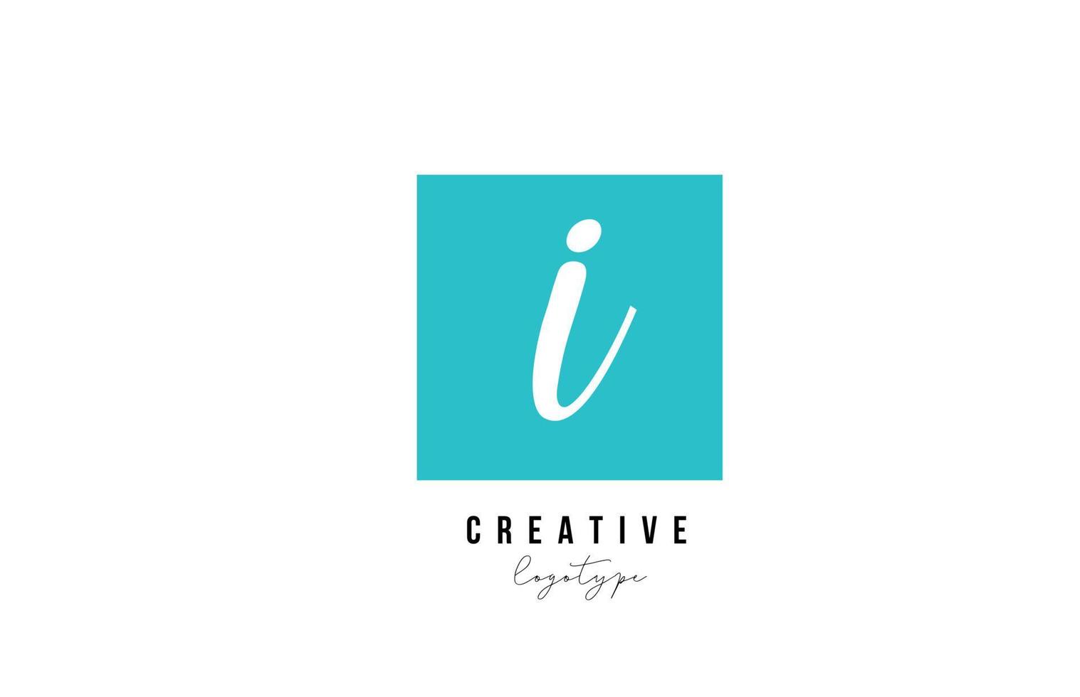blue I square alphabet letter logo icon design for company and business vector