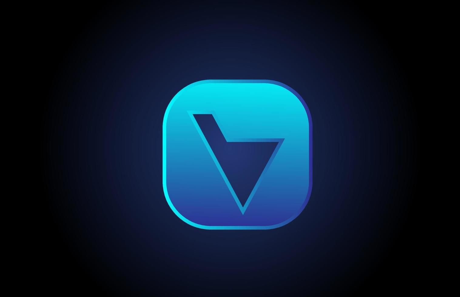 Diseño de icono de logotipo de letra del alfabeto v negro azul para empresa y negocio vector
