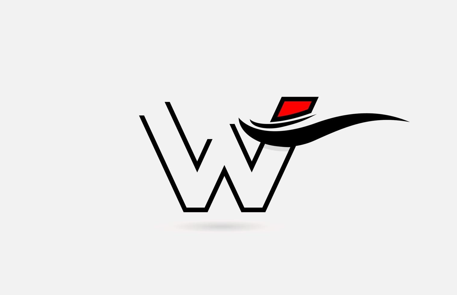 w, rojo, negro, alfabeto, letra, logotipo, icono, para, empresa, con, línea, diseño vector