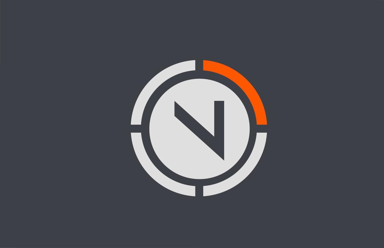 orange grey N alphabet letter logo icon design for business and company vector