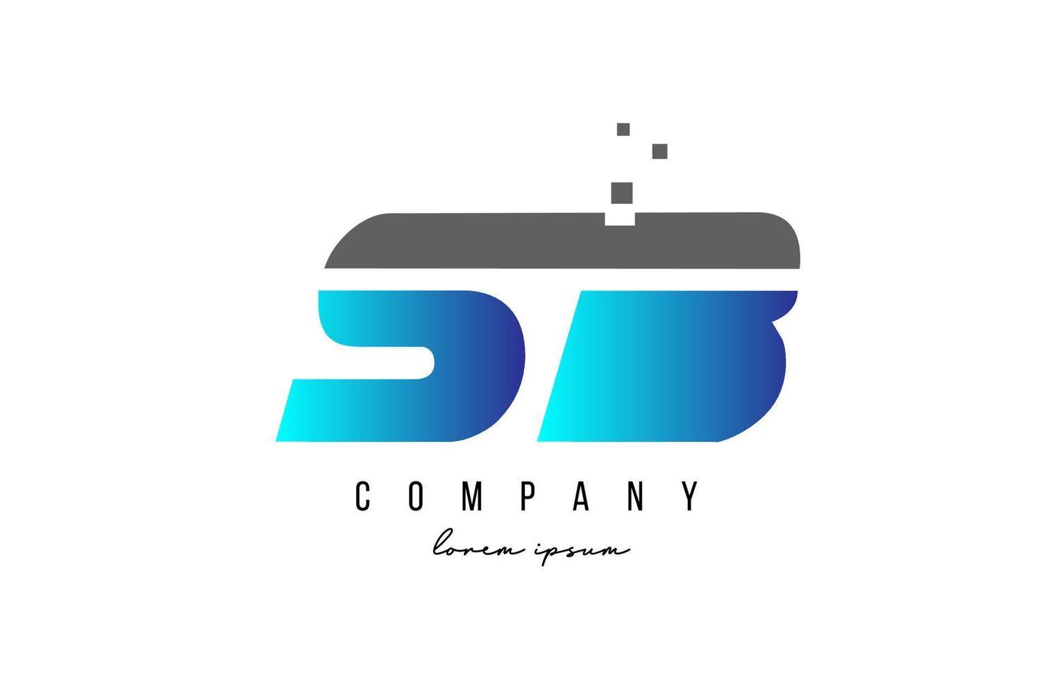 SB S B alphabet letter logo combination in blue and grey color. Creative icon design for company and business vector