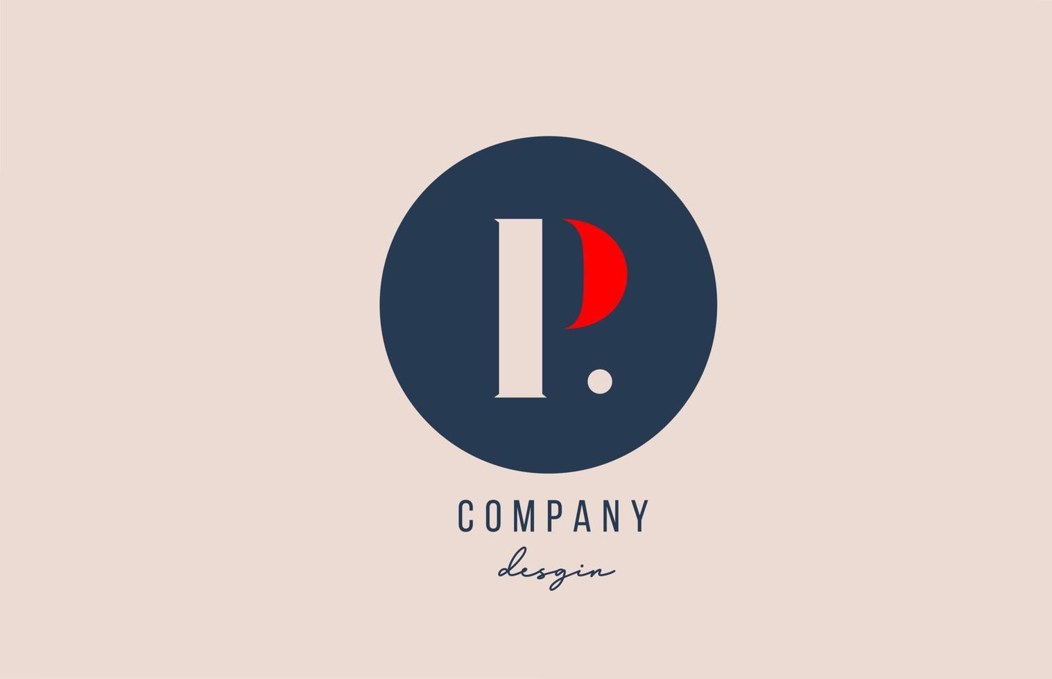 red dot P letter alphabet logo icon design with blue circle for company and business vector