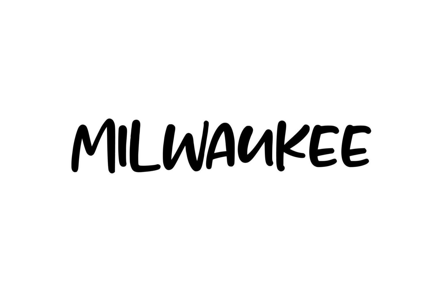 letras de la mano del texto de la palabra de la tipografía manuscrita de la ciudad de milwaukee. texto de caligrafía moderna. de color negro vector