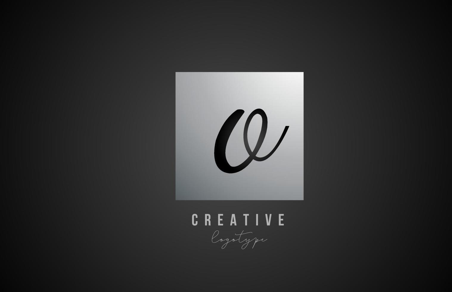silver metal grey O square alphabet letter logo icon design for business and company vector