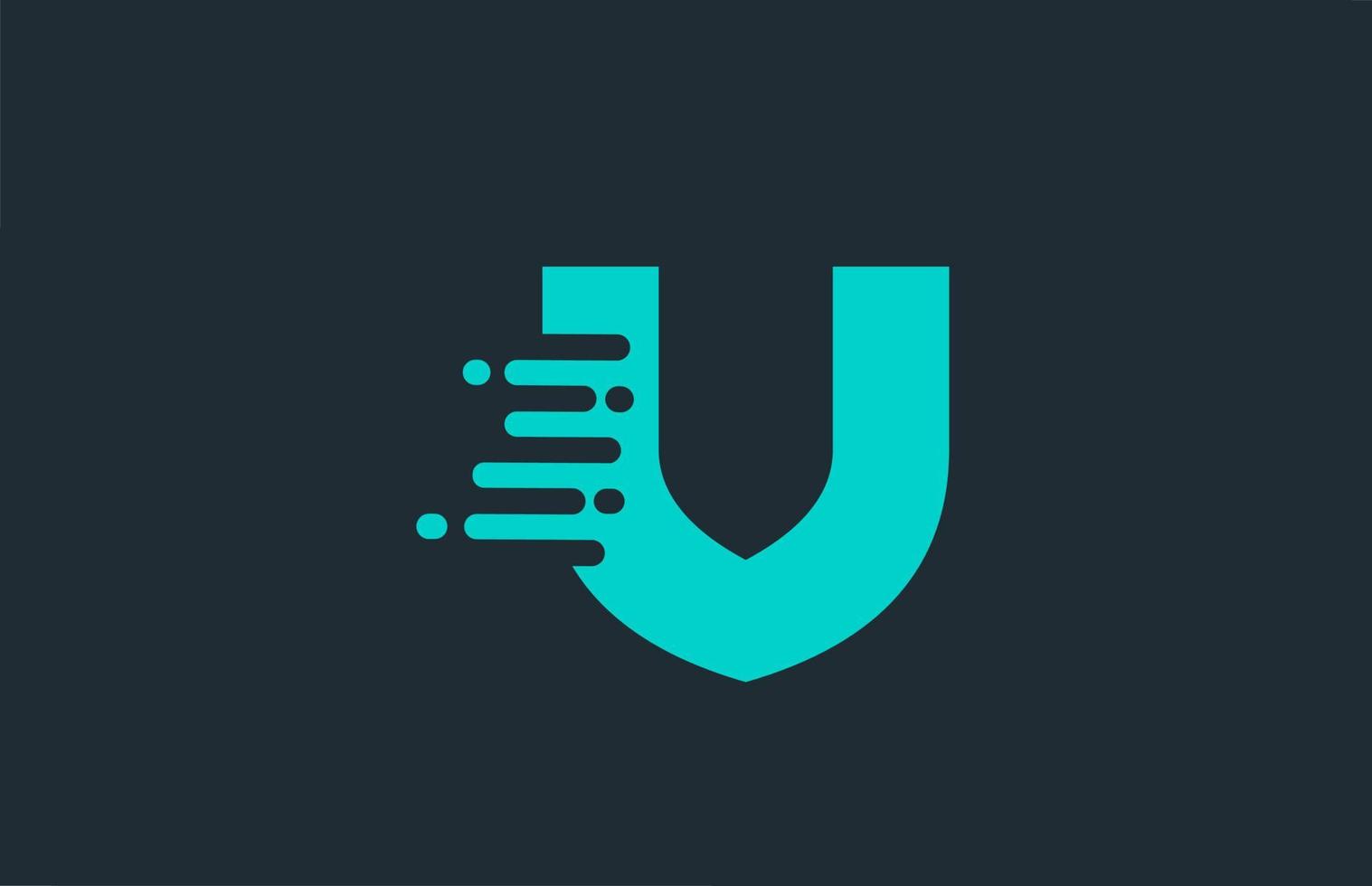 V icono de logotipo de letra del alfabeto azul con diseño de línea para empresa y negocio vector