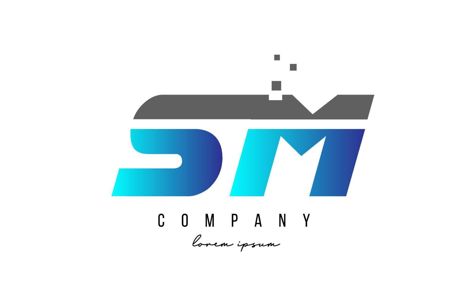 SM S M alphabet letter logo combination in blue and grey color. Creative icon design for company and business vector