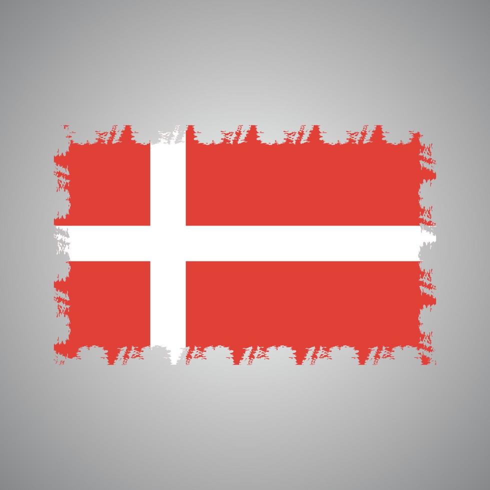 Denmark flag vector with watercolor brush style