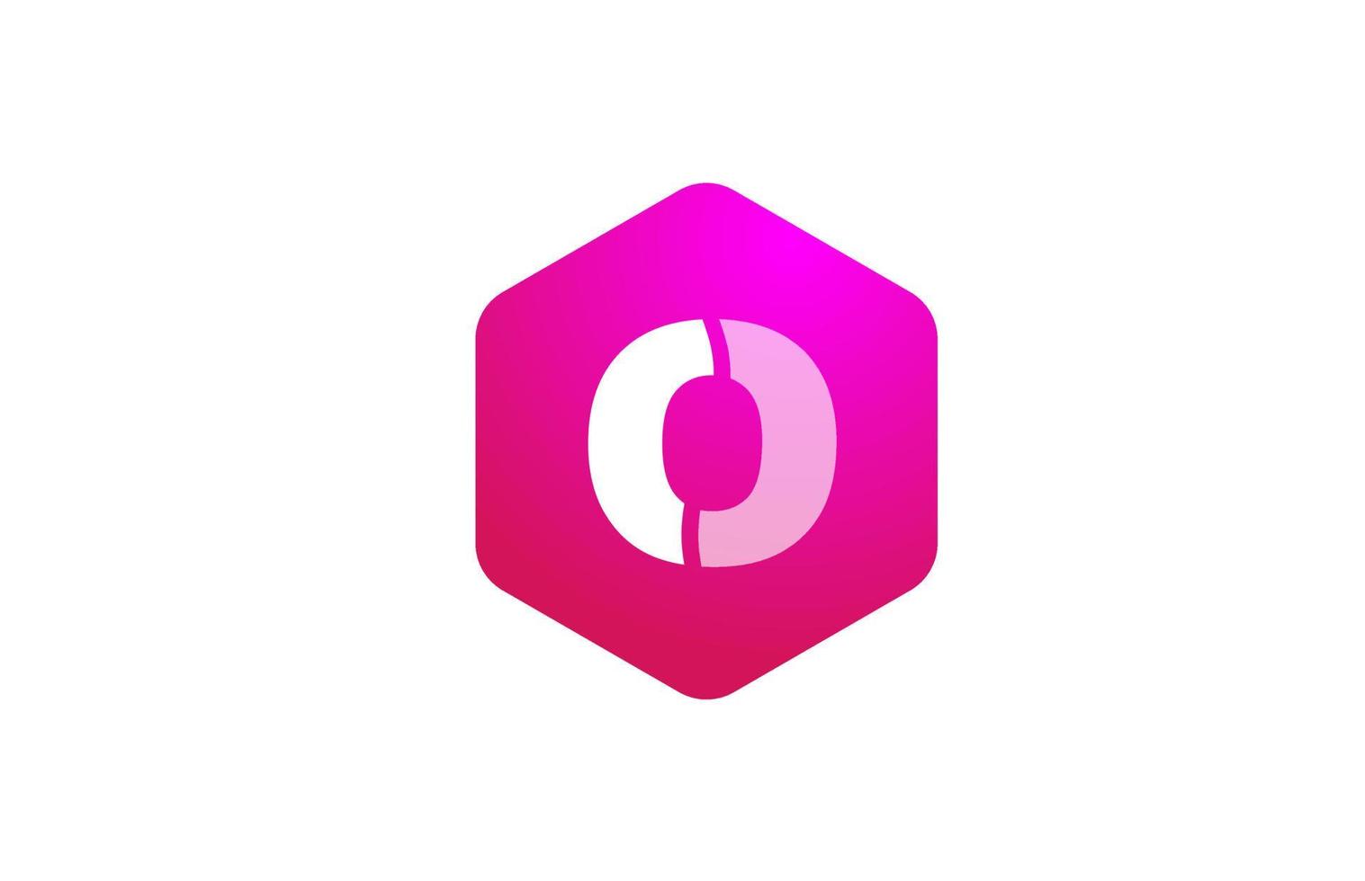 pink white polygon O alphabet letter logo icon with modern design for business and company vector
