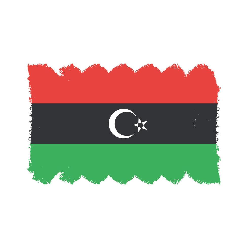 Libya flag vector with watercolor brush style