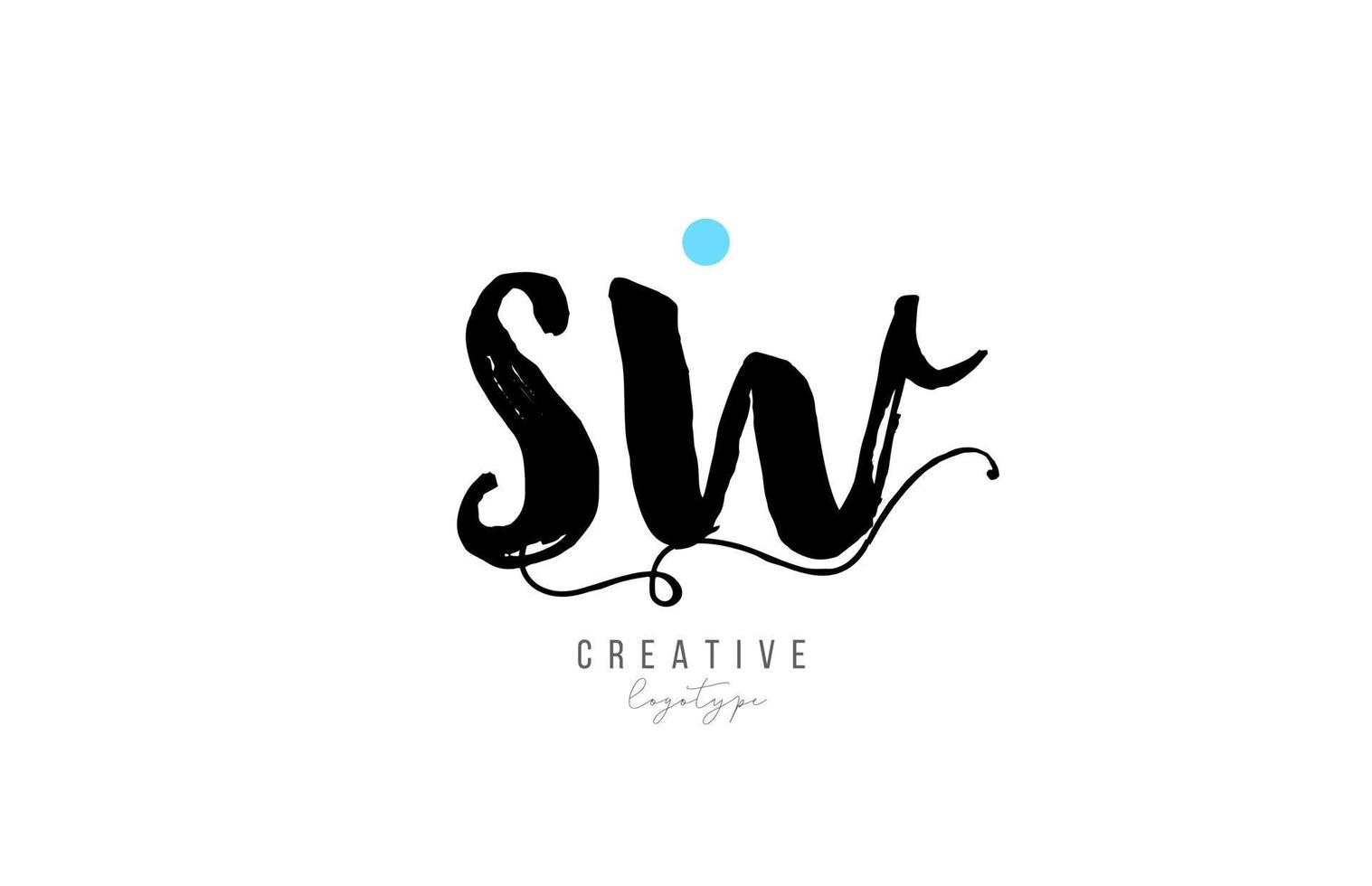 sw s w vintage letter alphabet combination logo icon handwritten design for company business vector