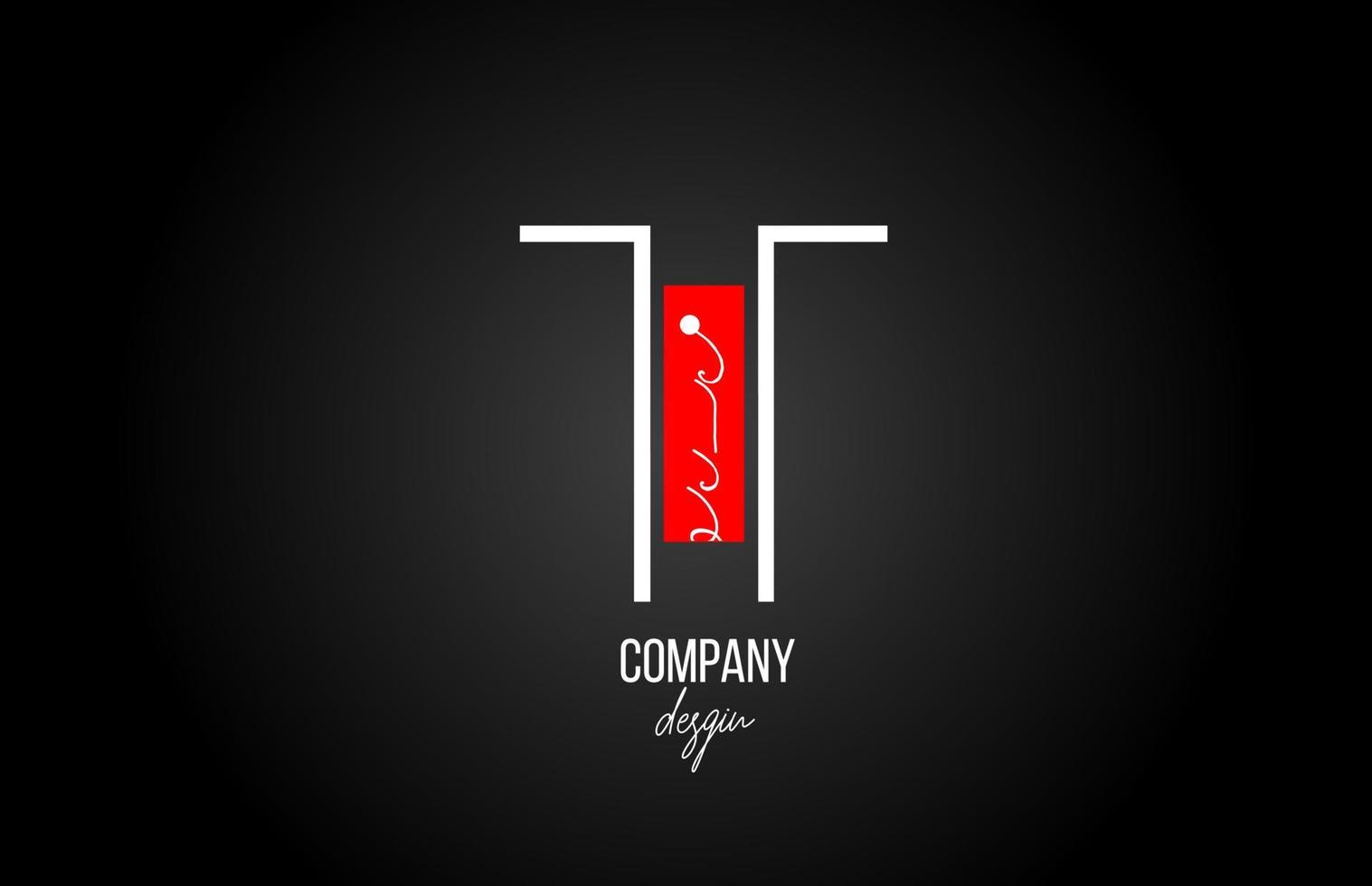 Logotipo de la letra del alfabeto t con icono de diseño floral vintage en negro, blanco, rojo para negocios y empresa vector