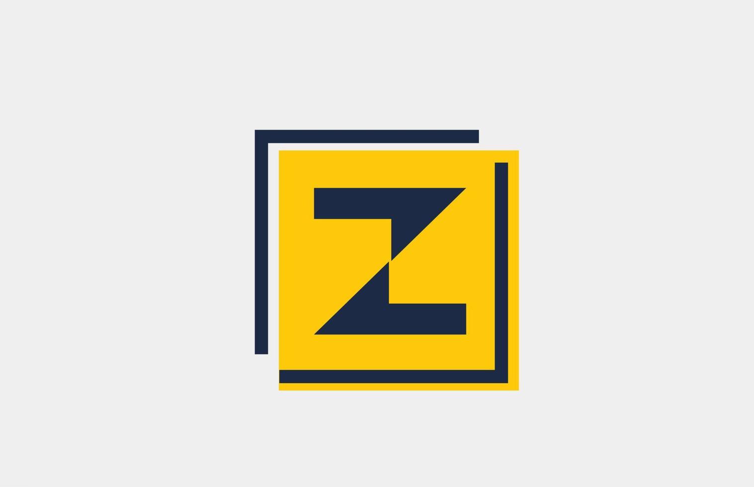 Z yellow blue square alphabet letter logo icon design for business and company vector