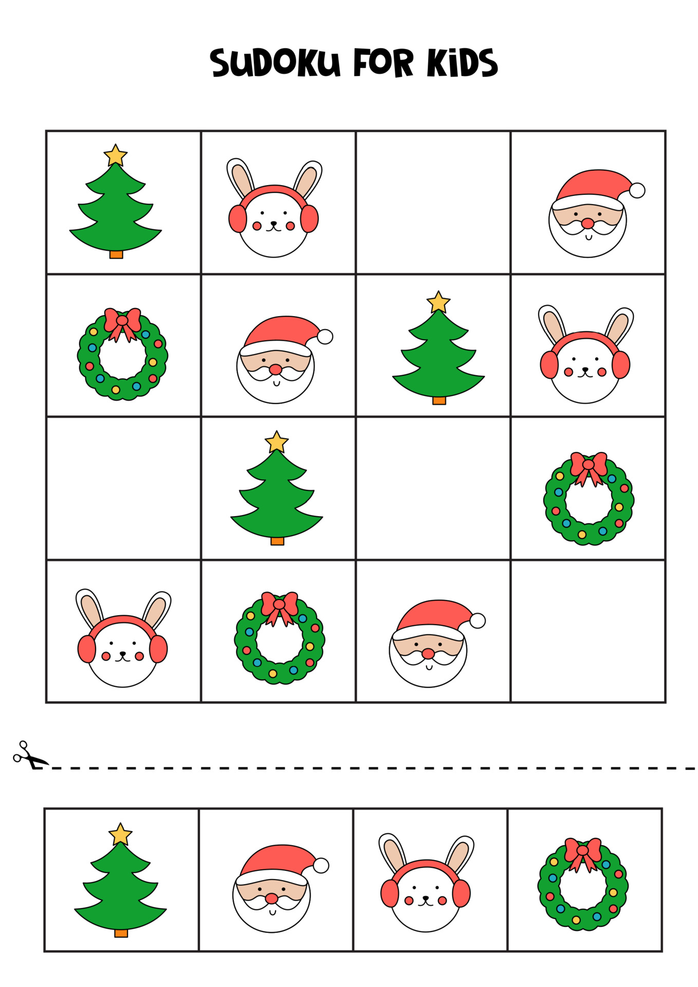 sudoku game for kids with christmas pictures 3694497 vector art at vecteezy