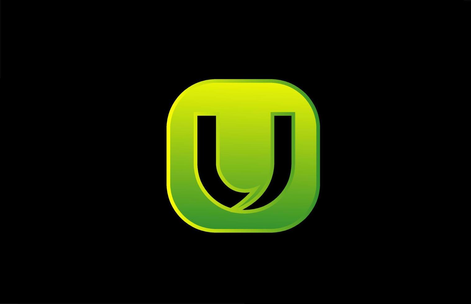 green black U alphabet letter logo icon design for business and company vector