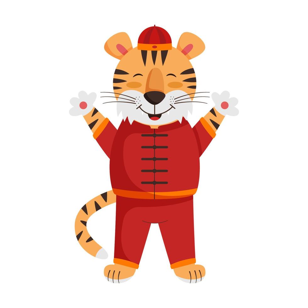 Happy Chinese new year with cute cartoon tiger vector