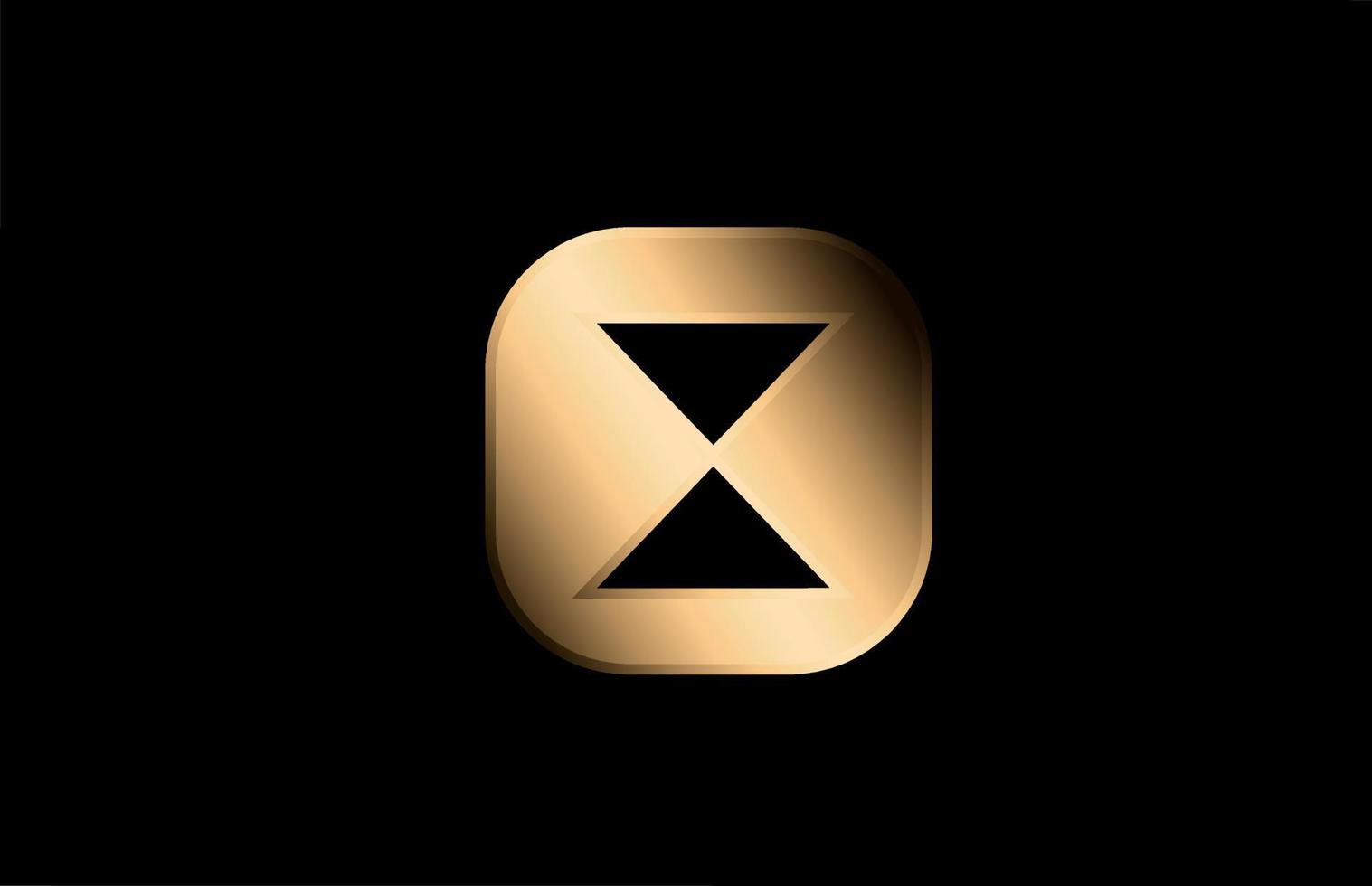 Diseño de icono de logotipo de letra del alfabeto de metal dorado x para empresa y negocio vector