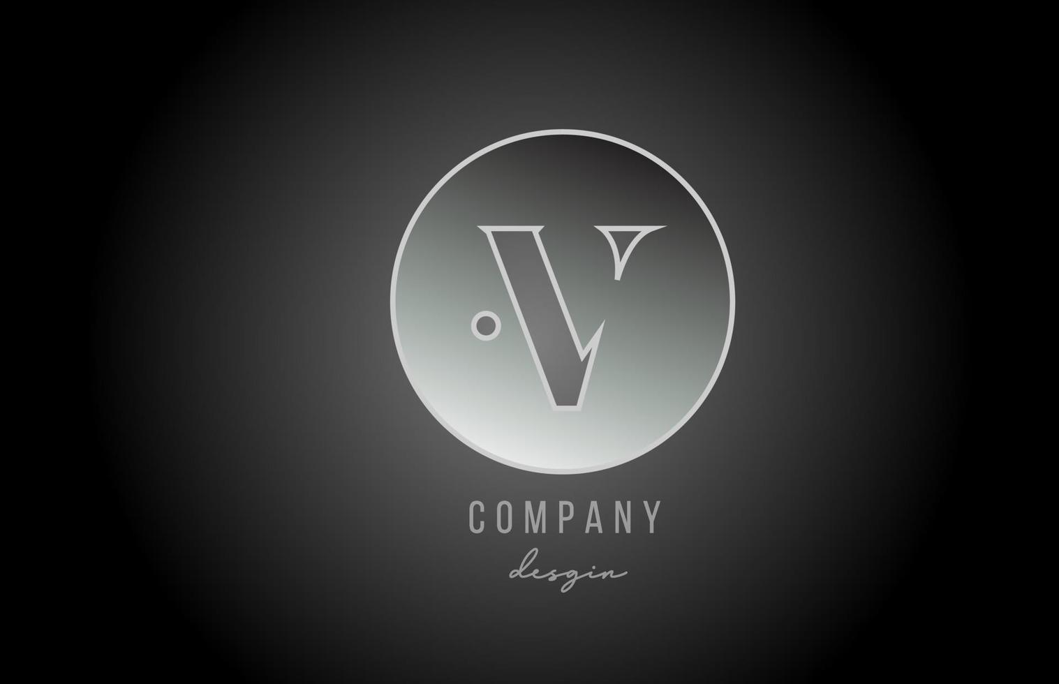 Metal gris plata v diseño de icono de logotipo letra del alfabeto para empresa y negocio vector