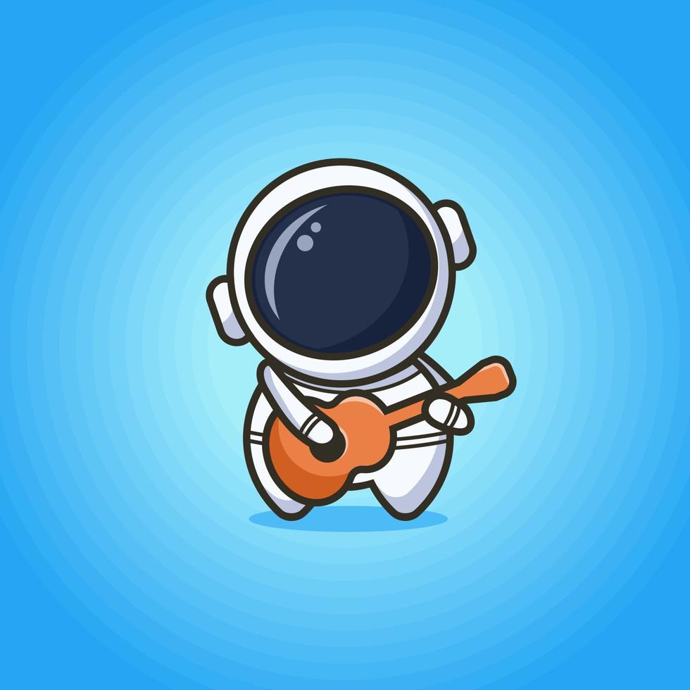 Cute astronaut with guitar flat design vector
