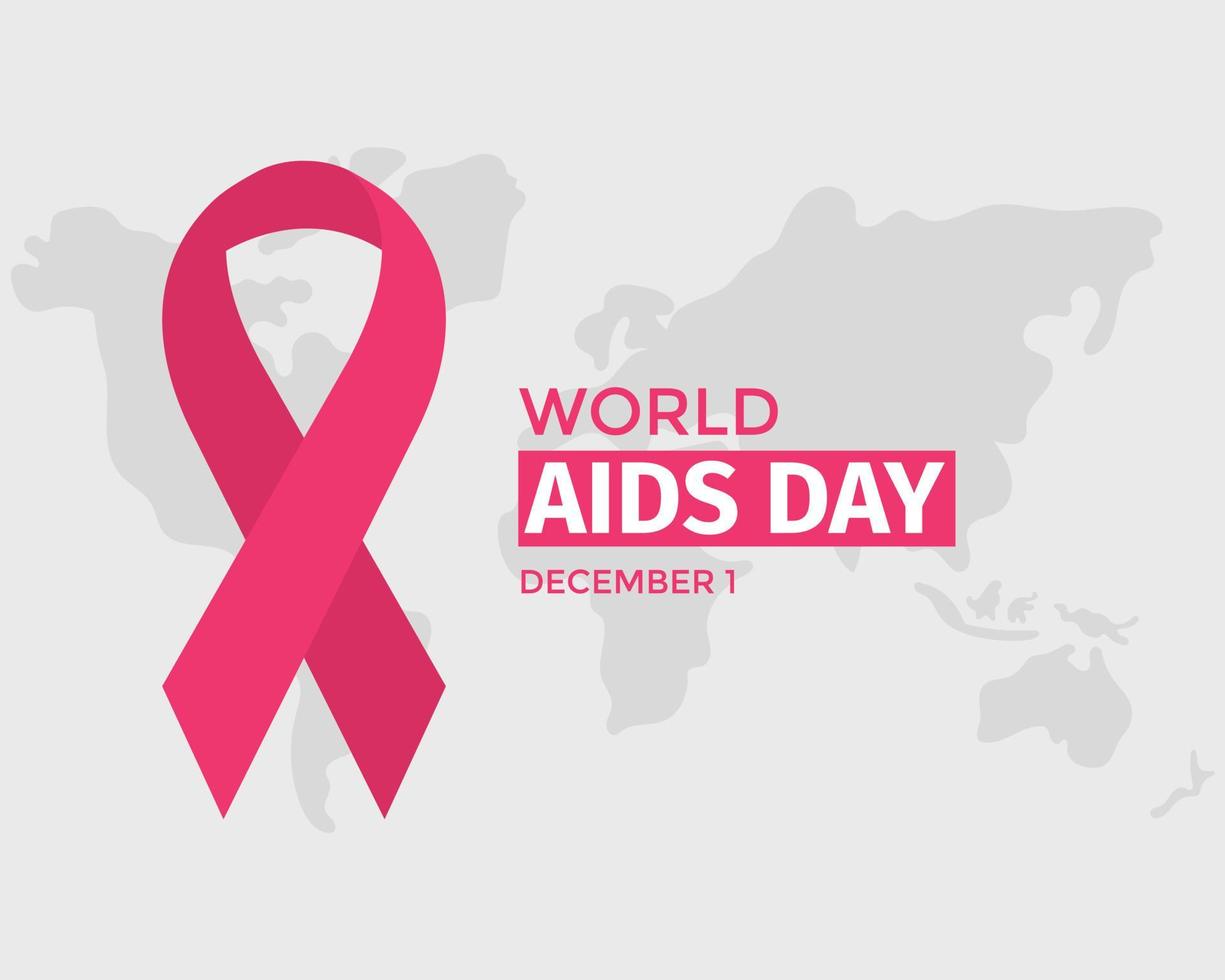 cinta del día mundial del sida y vector de mapa mundial