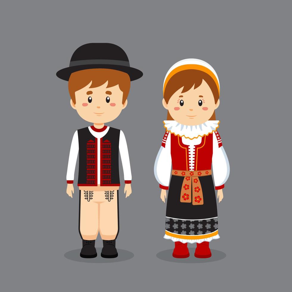 personaje de pareja con traje nacional de eslovaquia vector