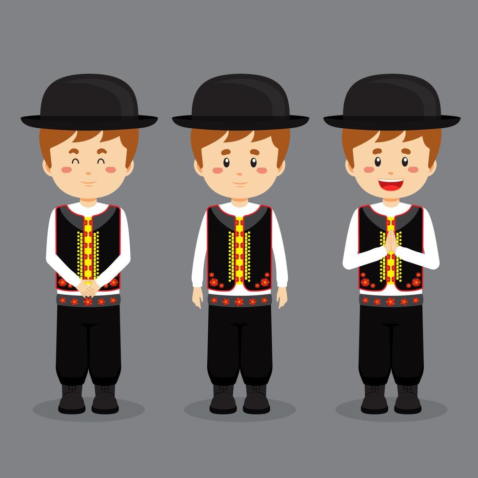 Czech Republic Character with Various Expression vector