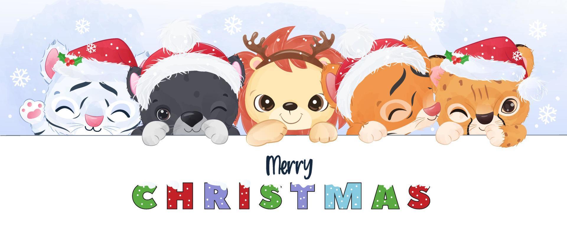 Adorable animals christmas illustration vector