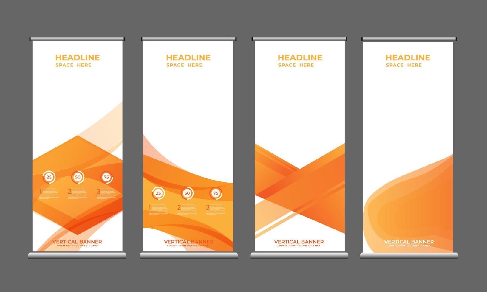 roll up standard size banners. standing banner template design collection vector