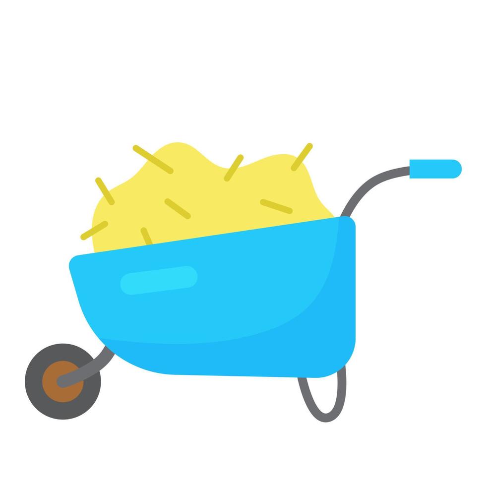 Garden wheelbarrow. Barrow cart. Garden theme, the concept of the crop. Tool and equipment for farm and gardening in cartoon flat style. Print for children books, farm shops, harvest design and decor vector