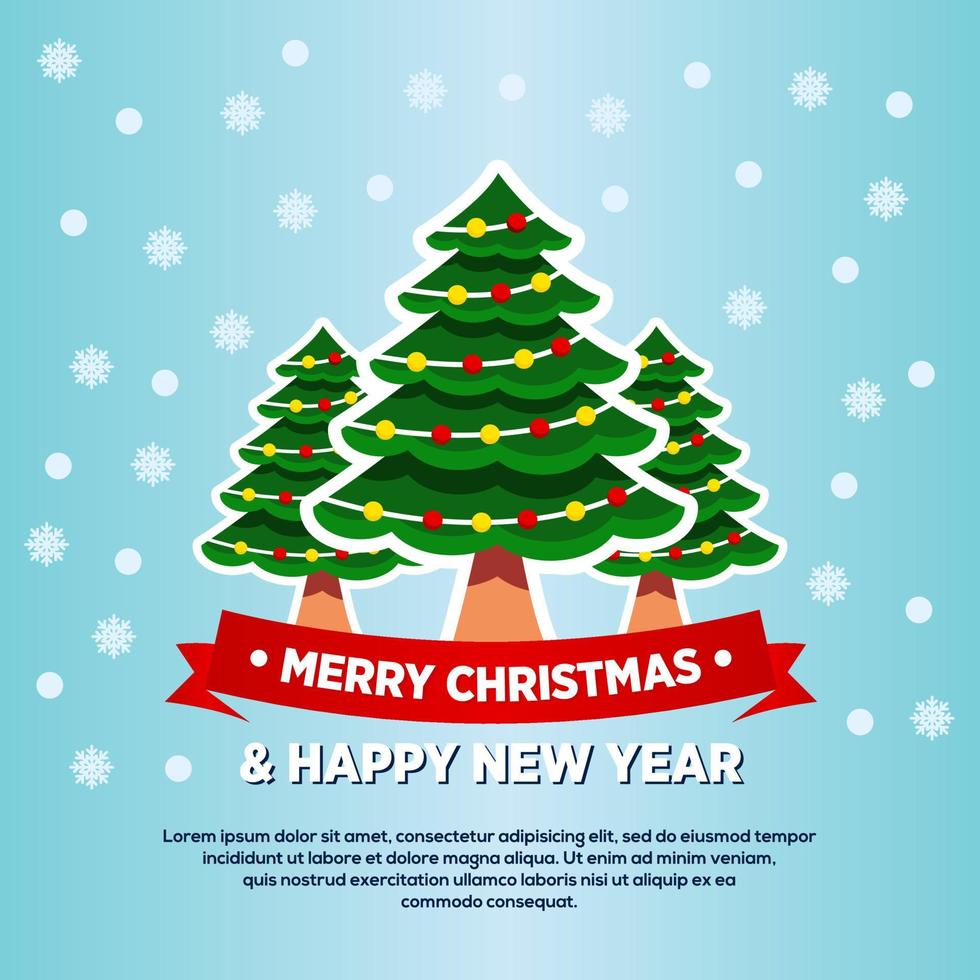 Merry Christmas and Happy New Year greeting, Banner template with Christmas tree vector