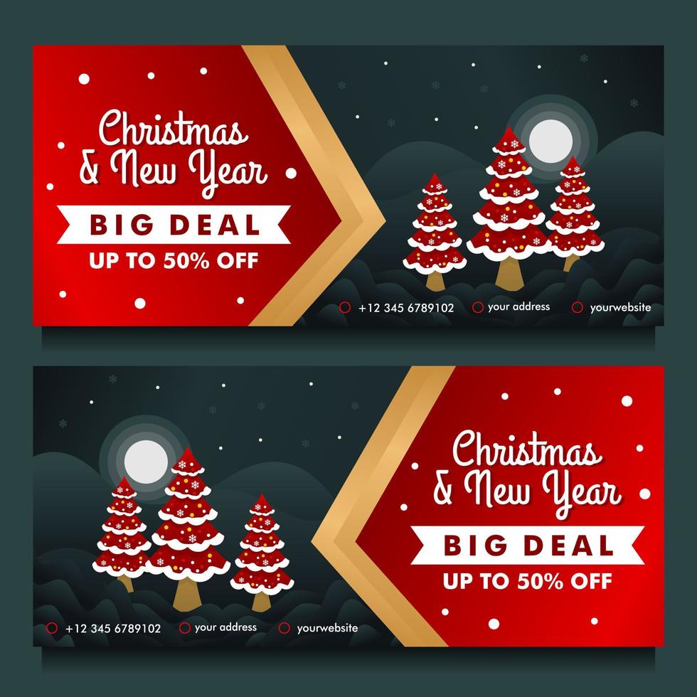 banner de mega venta de navidad y año nuevo con plantilla de fondo nocturno vector