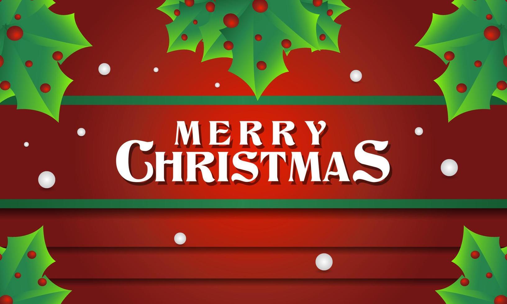 Merry Christmas Banner template with red wood background vector