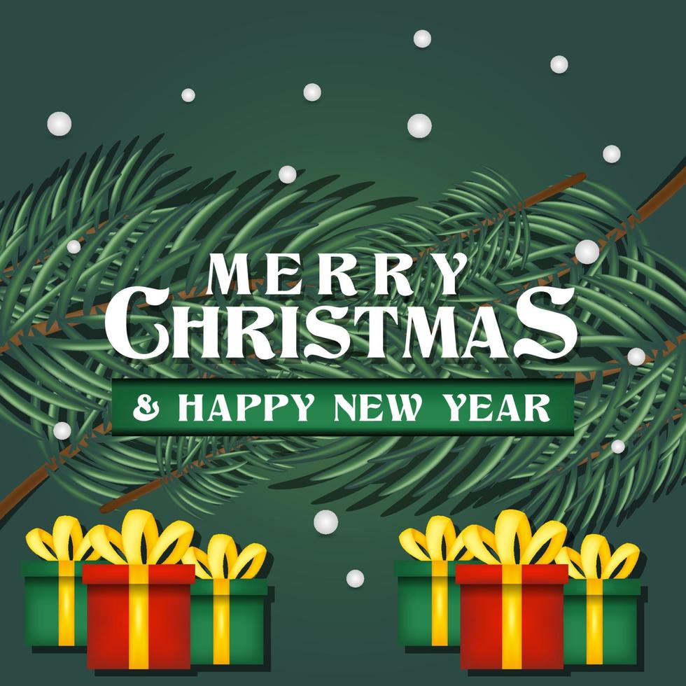 Merry Christmas and happy new year Banner template with christmas tree background vector