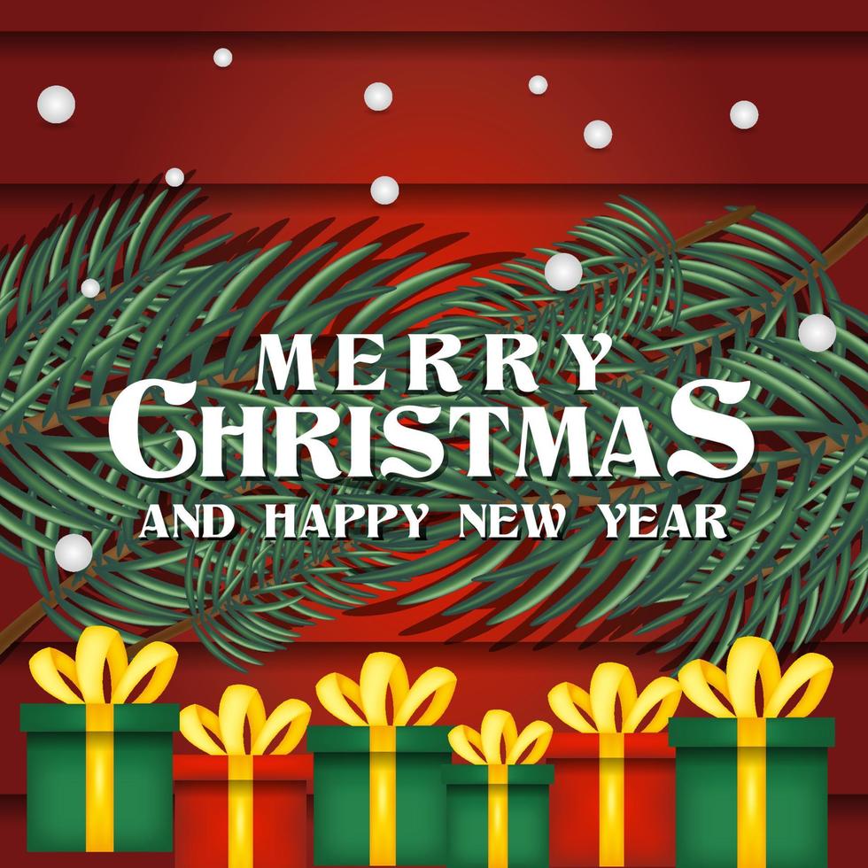 feliz navidad y próspero año nuevo plantilla de banner con fondo de árbol de navidad vector
