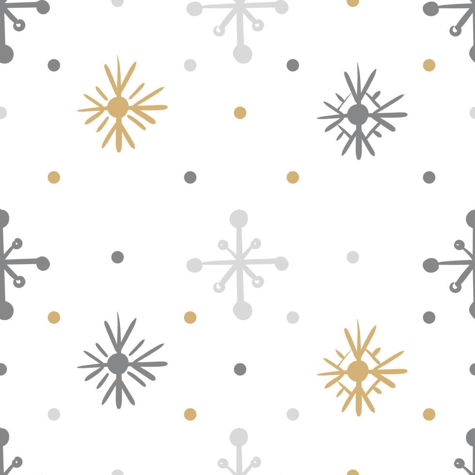 Seamless simple pattern with snowflakes. Winter vector background for festive wrapping paper