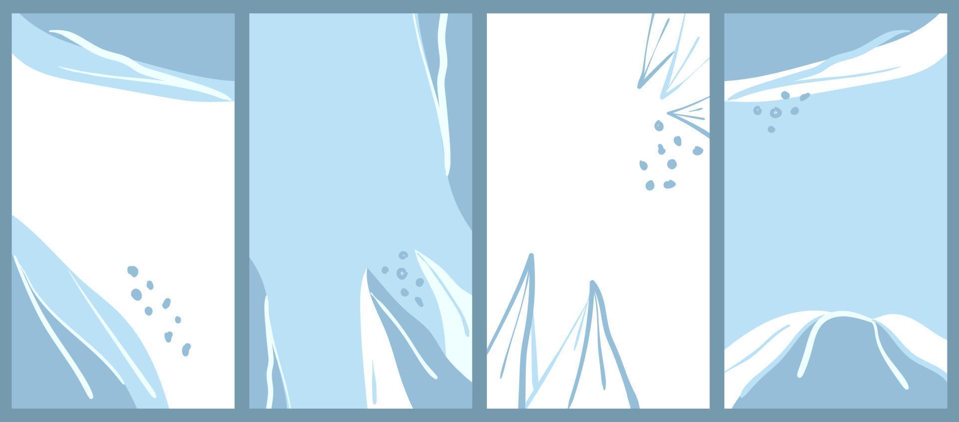 Stories templates. Winter abstract backgrounds for blog or social media covers. Flat vector illustration