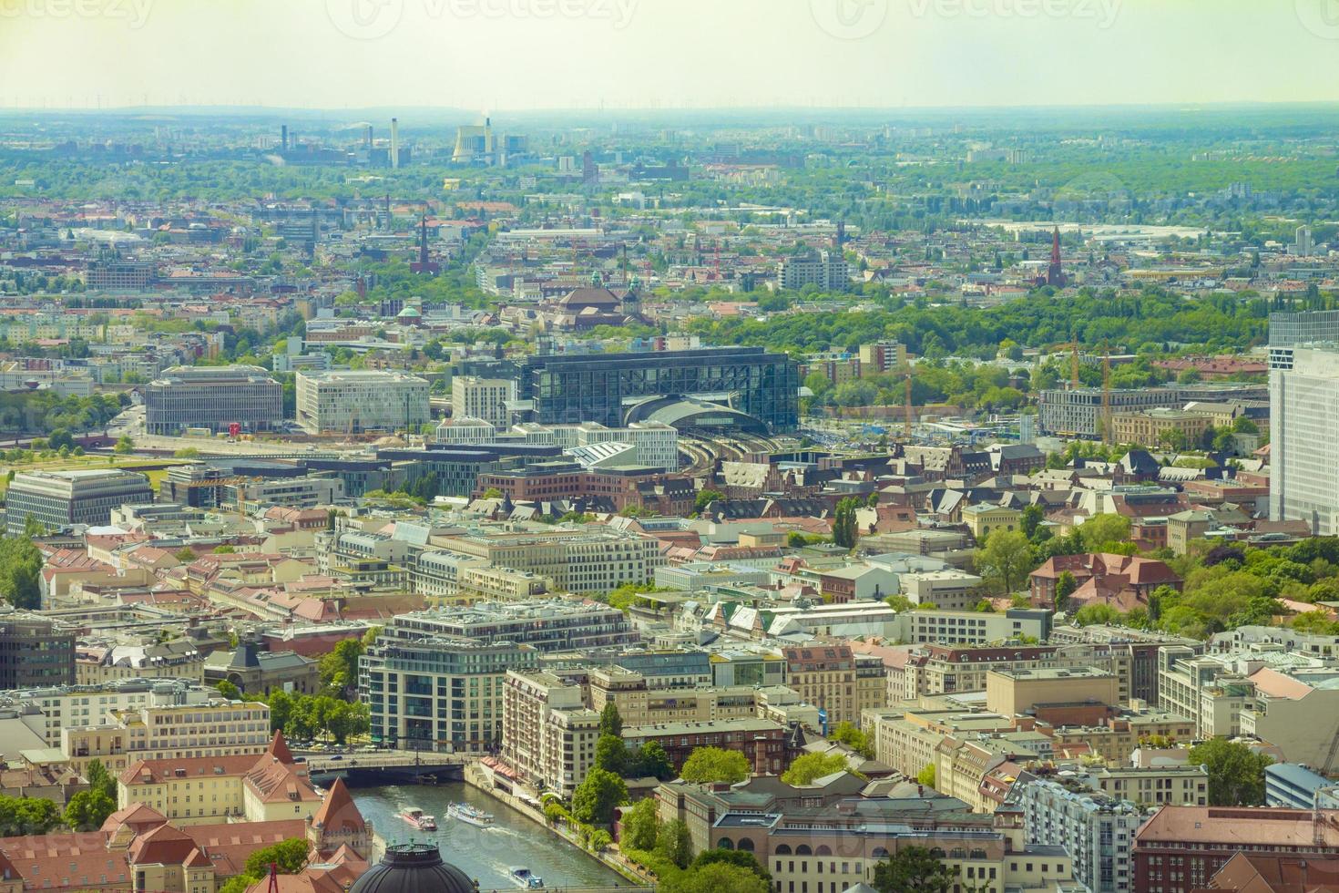 Aerial view of Berlin skyline with colorful buildings photo