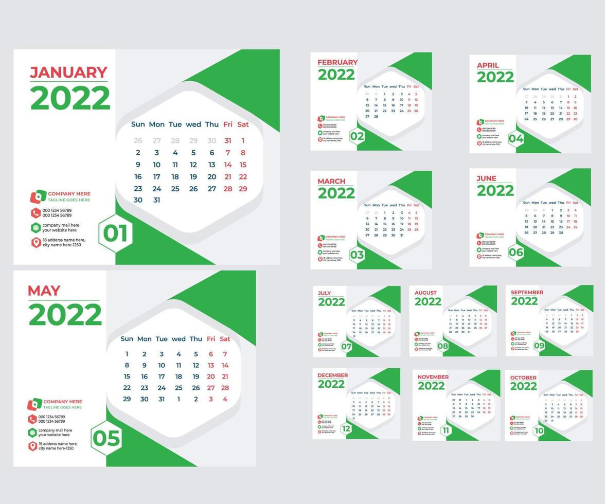 Desk Calendar 2022 vector